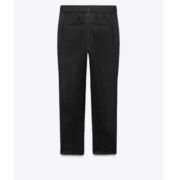 Zara Black Soft Ankle Flat Front‎ Pockets Business Casual Pants Size Large - Picture 11 of 16